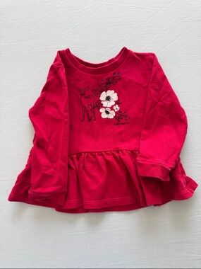 Carhartt Girls' Deer & Floral Peplum Sweatshirt. Size- 18M